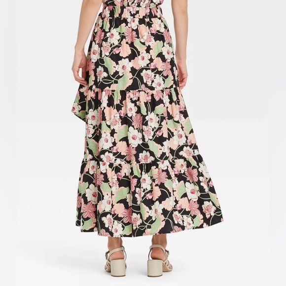 Who What Wear Women’s M Ruffled Tiered Wrap High-Rise Maxi Skirt in Deco Floral - Picture 3 of 13